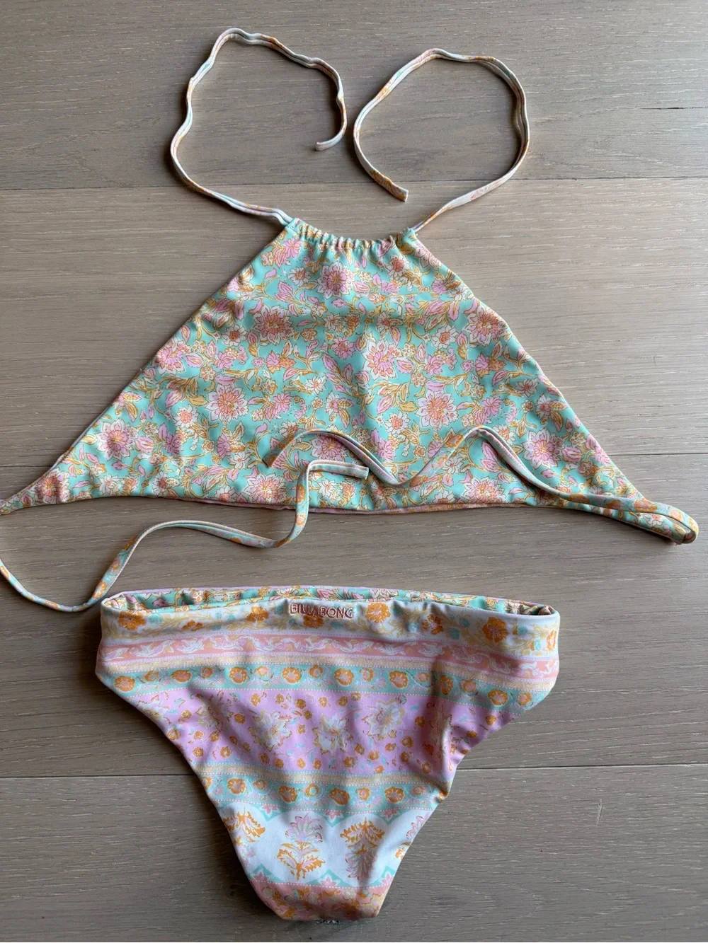 Billabong Reversible Floral Halter Bikini Set - Size 8 (M)
